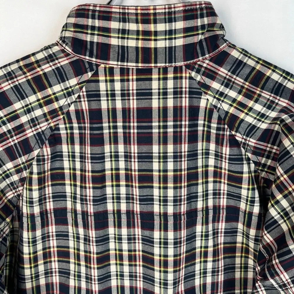 Vintage Tommy Hilfiger Men's Large Reversible Plaid Harrington Jacket Navy Blue